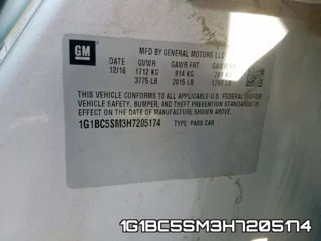 1G1BC5SM3H7205174 фото 2
