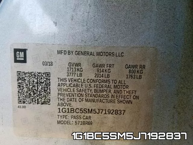 1G1BC5SM5J7192837 фото 2