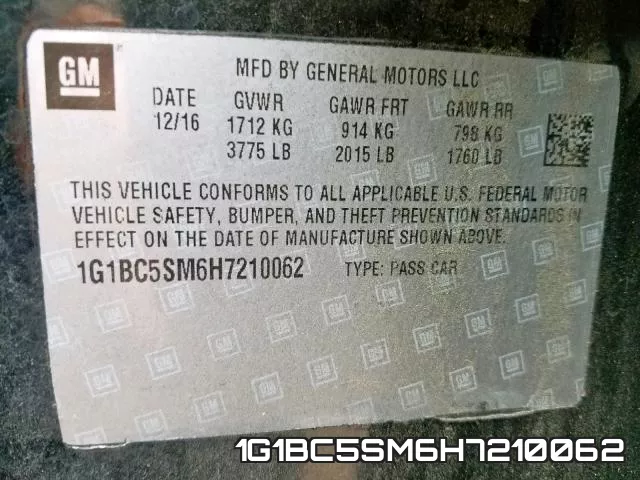 1G1BC5SM6H7210062 фото 2