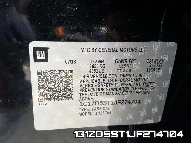 1G1ZD5ST1JF274704 фото 2