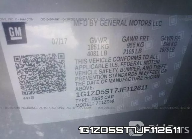 1G1ZD5ST7JF112611 фото 10