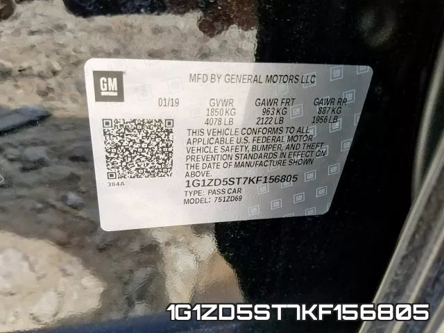 1G1ZD5ST7KF156805 фото 2