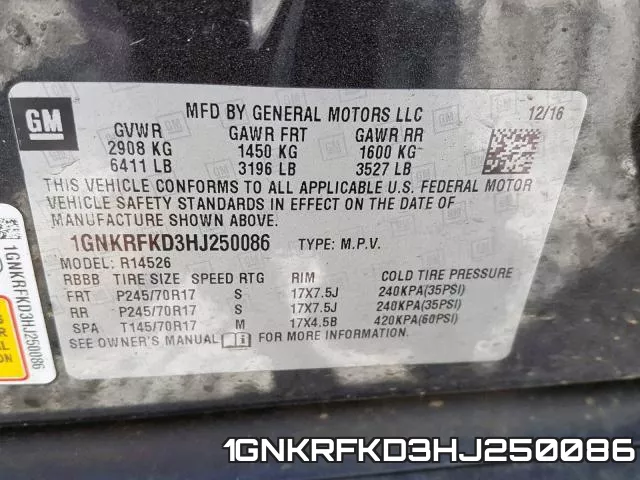 1GNKRFKD3HJ250086 фото 2
