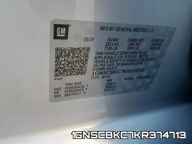 1GNSCBKC7KR374713 фото 2