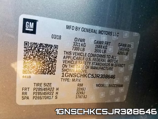 1GNSCHKC5JR308646 фото 2