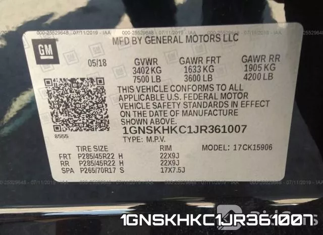 1GNSKHKC1JR361007 фото 10