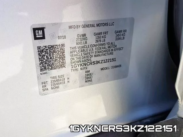 1GYKNCRS3KZ122151 фото 2