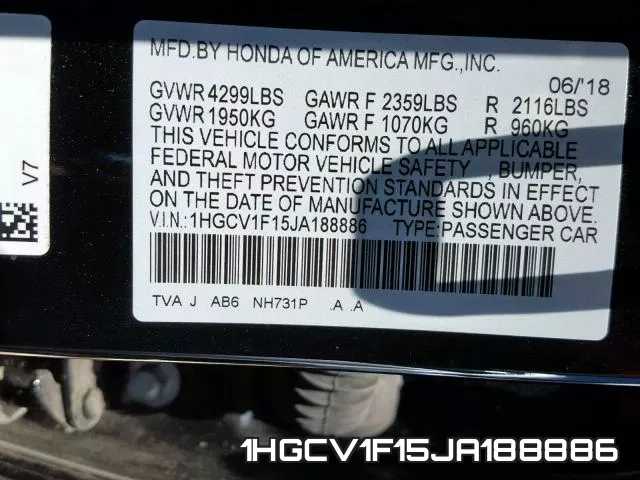 1HGCV1F15JA188886 фото 2