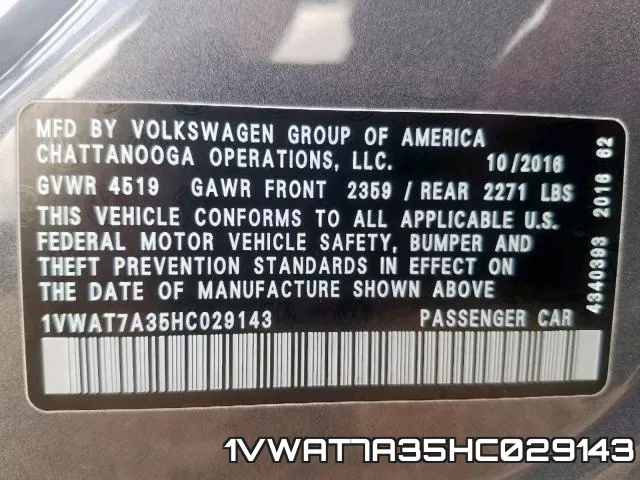 1VWAT7A35HC029143 фото 2
