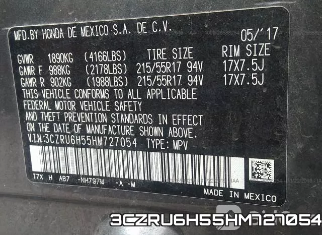3CZRU6H55HM727054 фото 9