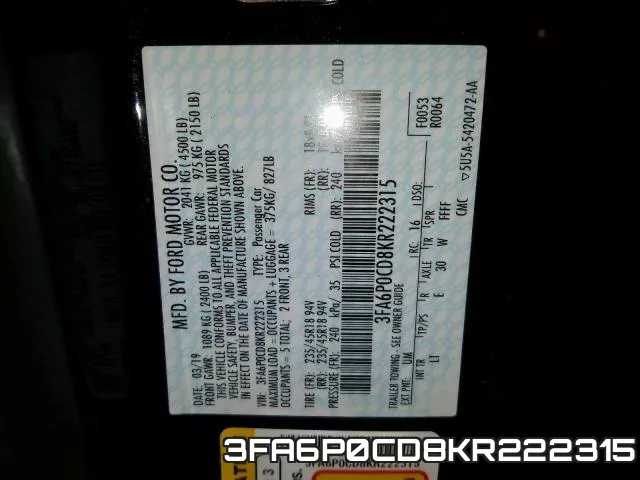 3FA6P0CD8KR222315 фото 2