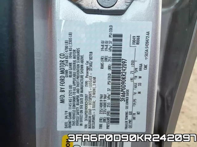 3FA6P0D90KR242097 фото 2
