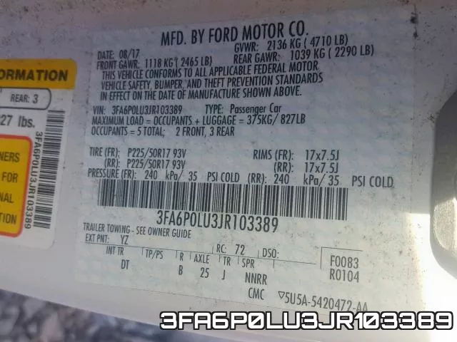3FA6P0LU3JR103389 фото 2