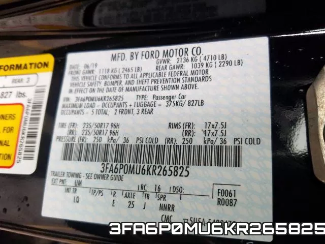 3FA6P0MU6KR265825 фото 2