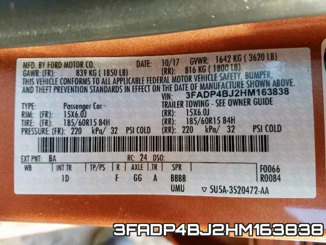 3FADP4BJ2HM163838 фото 2