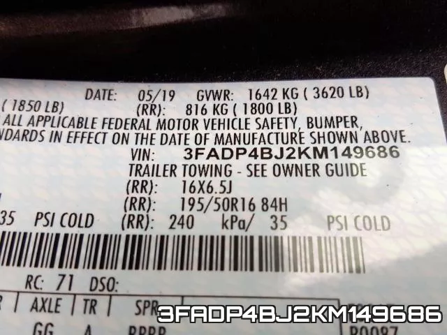3FADP4BJ2KM149686 фото 2