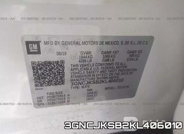 3GNCJKSB2KL406010 фото 9