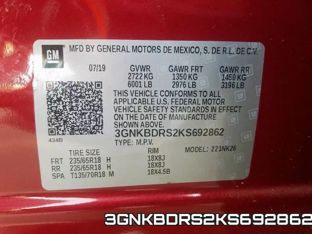 3GNKBDRS2KS692862 фото 2