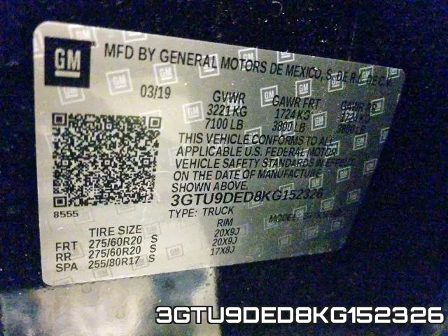 3GTU9DED8KG152326 фото 2