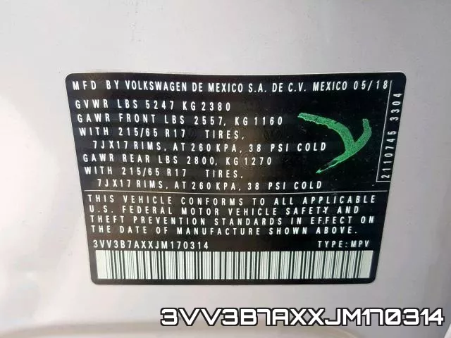 3VV3B7AXXJM170314 фото 2
