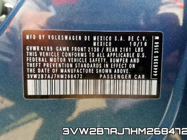 3VW2B7AJ7HM268472 фото 2
