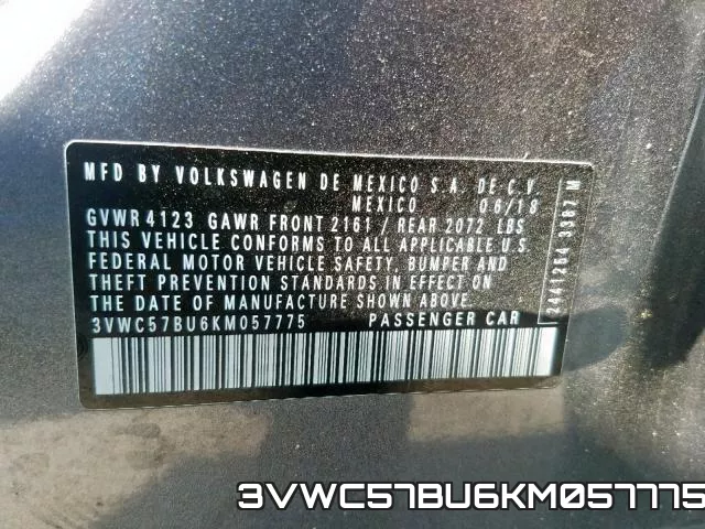 3VWC57BU6KM057775 фото 2