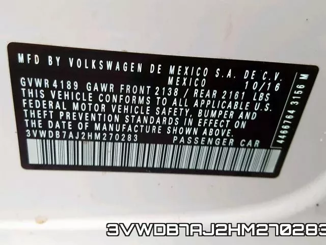 3VWDB7AJ2HM270283 фото 2