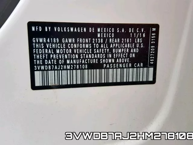 3VWDB7AJ2HM278108 фото 2