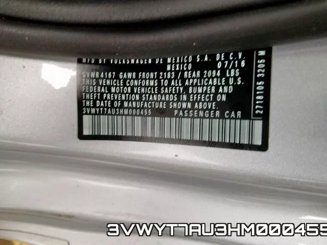 3VWYT7AU3HM000455 фото 2