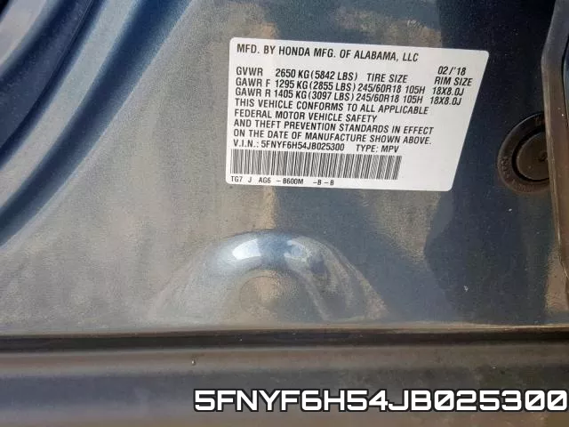 5FNYF6H54JB025300 фото 2