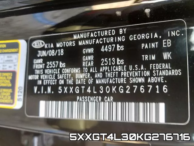 5XXGT4L30KG276716 фото 2