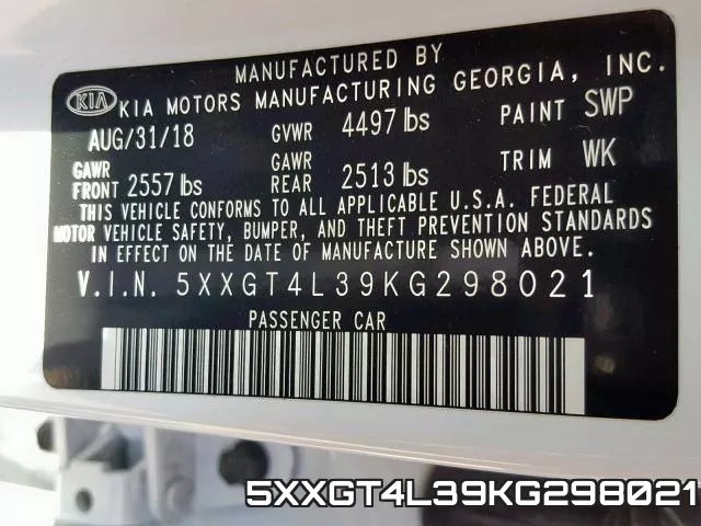 5XXGT4L39KG298021 фото 2