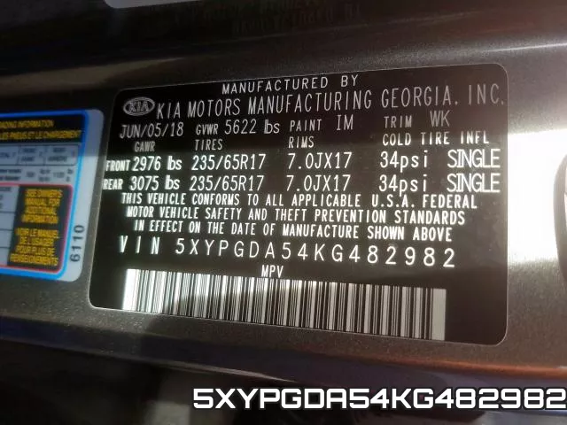 5XYPGDA54KG482982 фото 2
