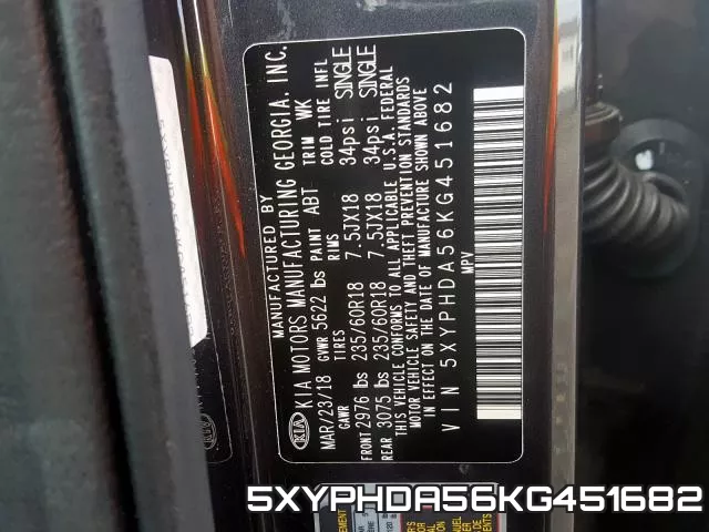 5XYPHDA56KG451682 фото 2