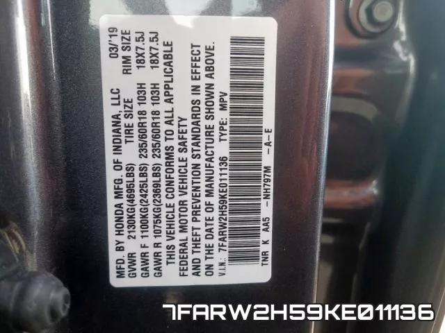 7FARW2H59KE011136 фото 2