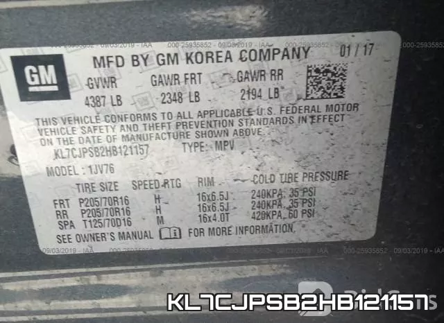 KL7CJPSB2HB121157 фото 9