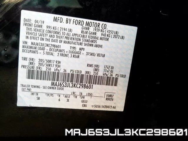 MAJ6S3JL3KC298601 фото 2