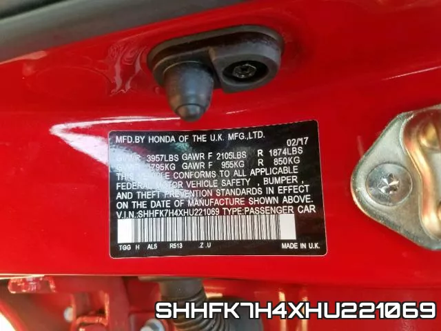 SHHFK7H4XHU221069 фото 2