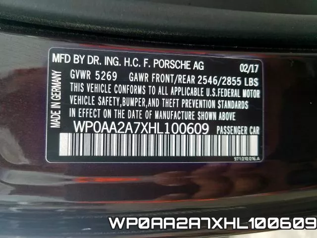 WP0AA2A7XHL100609 фото 2