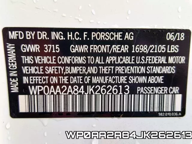 WP0AA2A84JK262613 фото 2