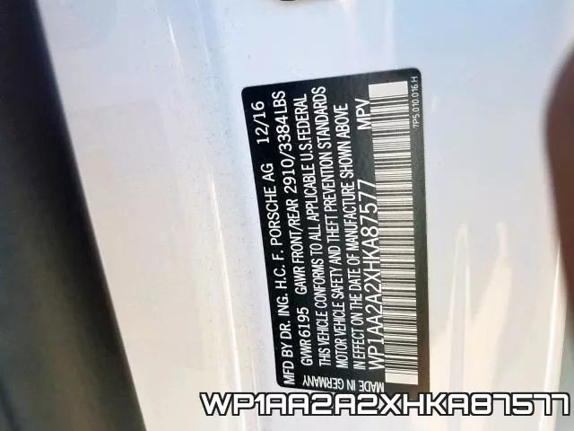 WP1AA2A2XHKA87577 фото 2
