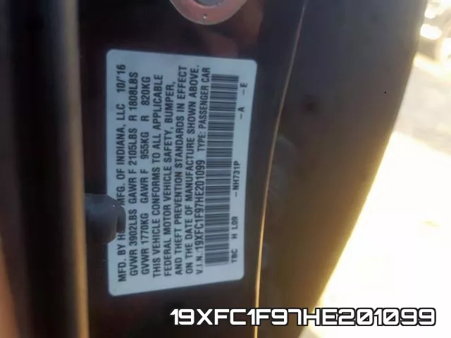 19XFC1F97HE201099 фото 2