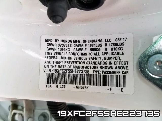 19XFC2F55HE223735 фото 2
