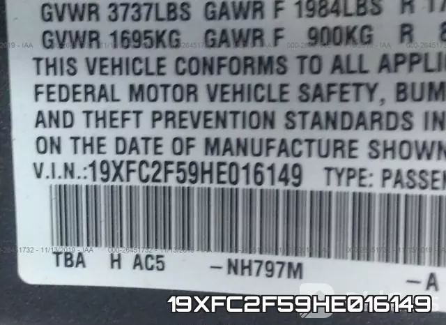 19XFC2F59HE016149 фото 10