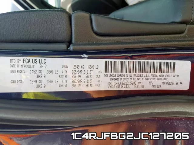 1C4RJFBG2JC127205 фото 2