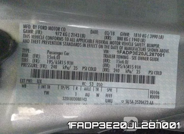 1FADP3E20JL287001 фото 10
