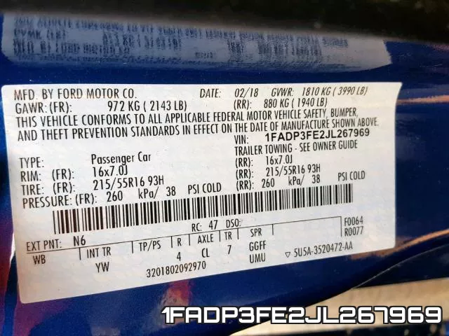 1FADP3FE2JL267969 фото 2