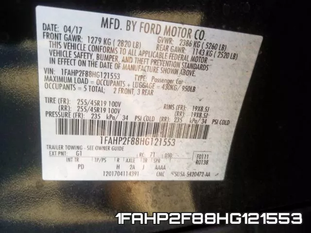 1FAHP2F88HG121553 фото 2