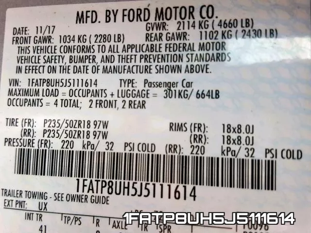 1FATP8UH5J5111614 фото 2