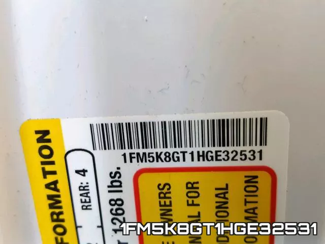 1FM5K8GT1HGE32531 фото 2